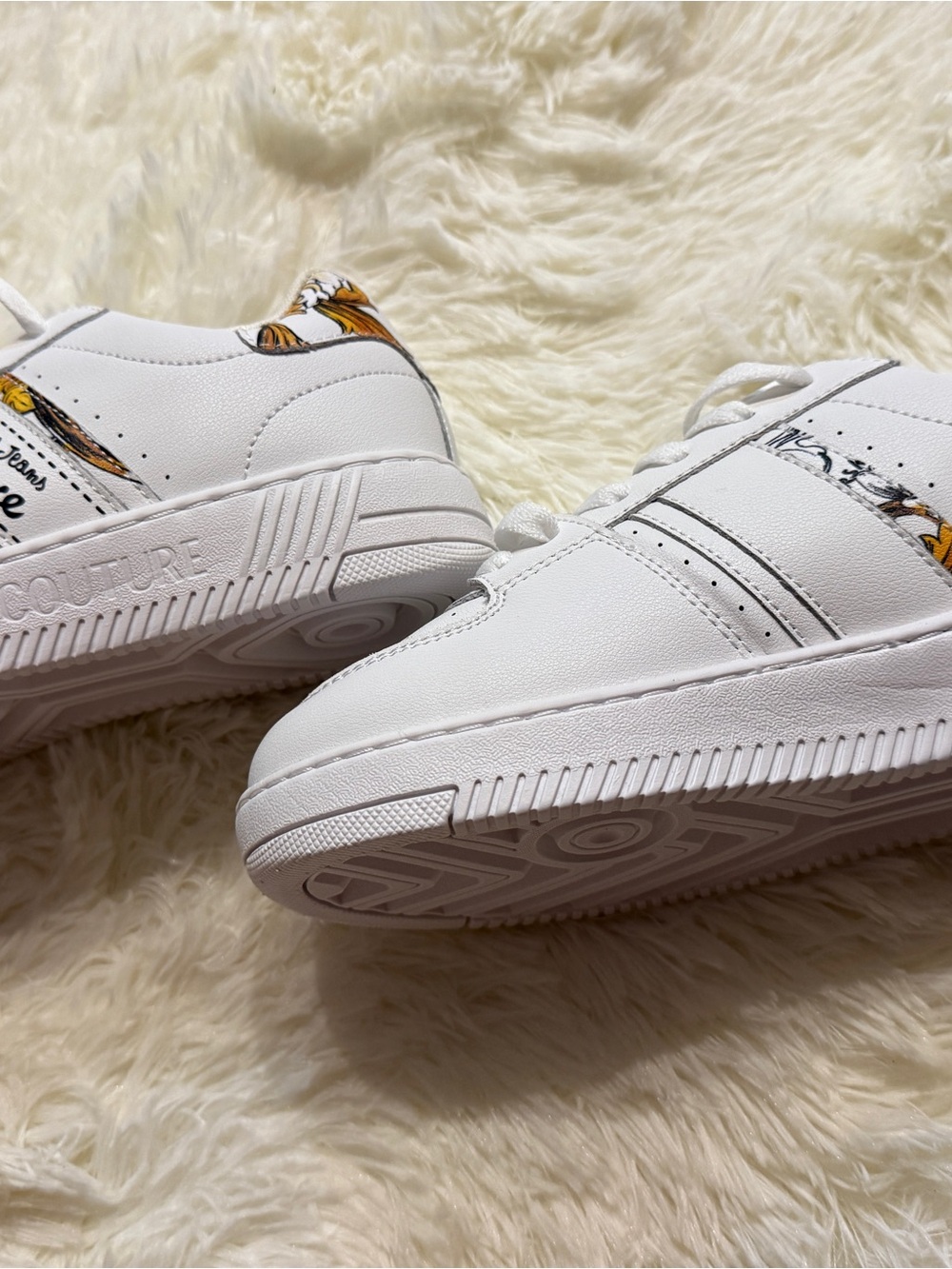 Kids White Sneakers with Yellow Accent - Casual Everyday Shoes